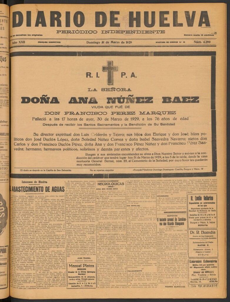 Miniatura de Diario de Huelva : periódico independiente del 31 de marzo de 1929