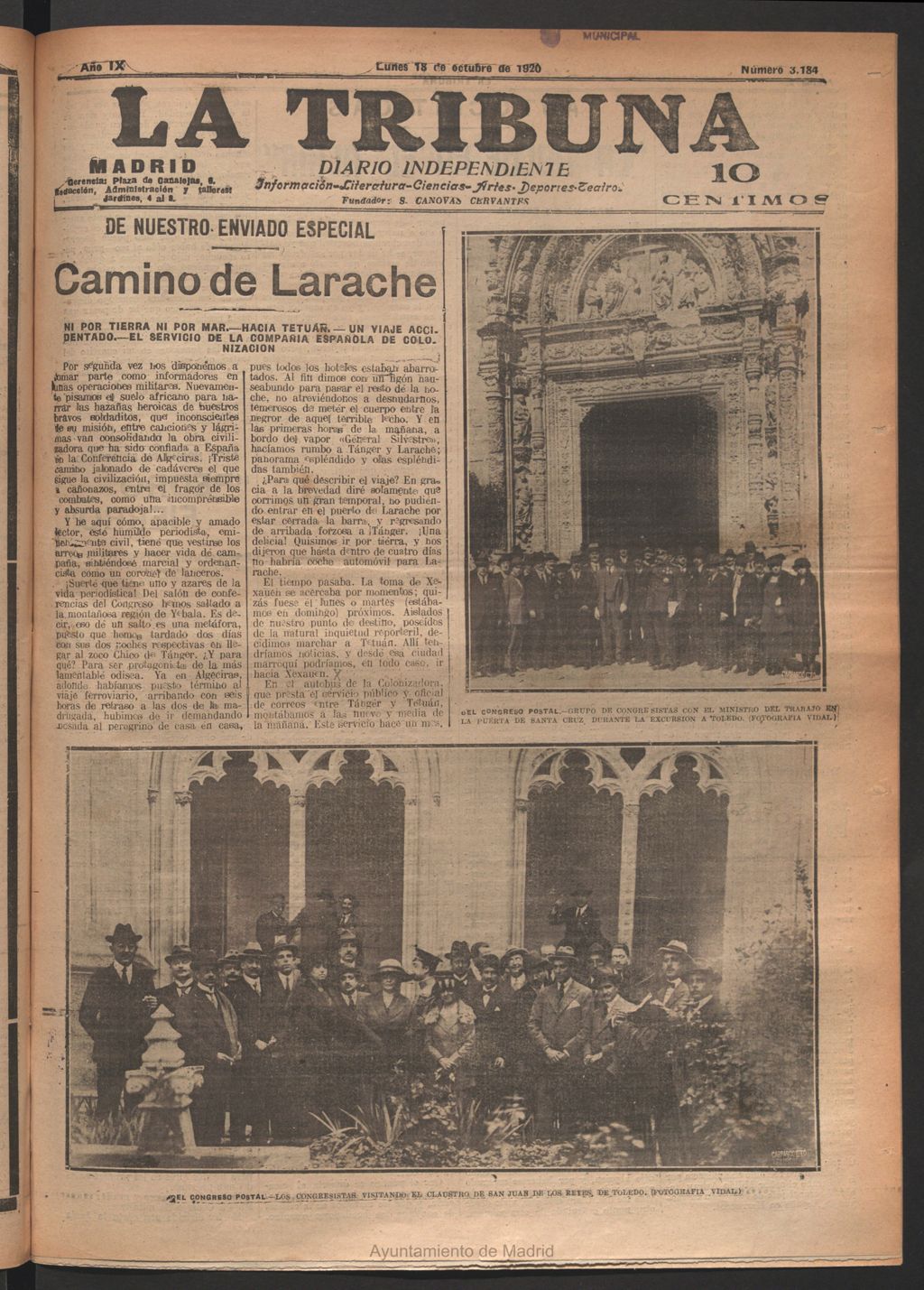 Miniatura de La Tribuna del 18 de octubre de 1920
