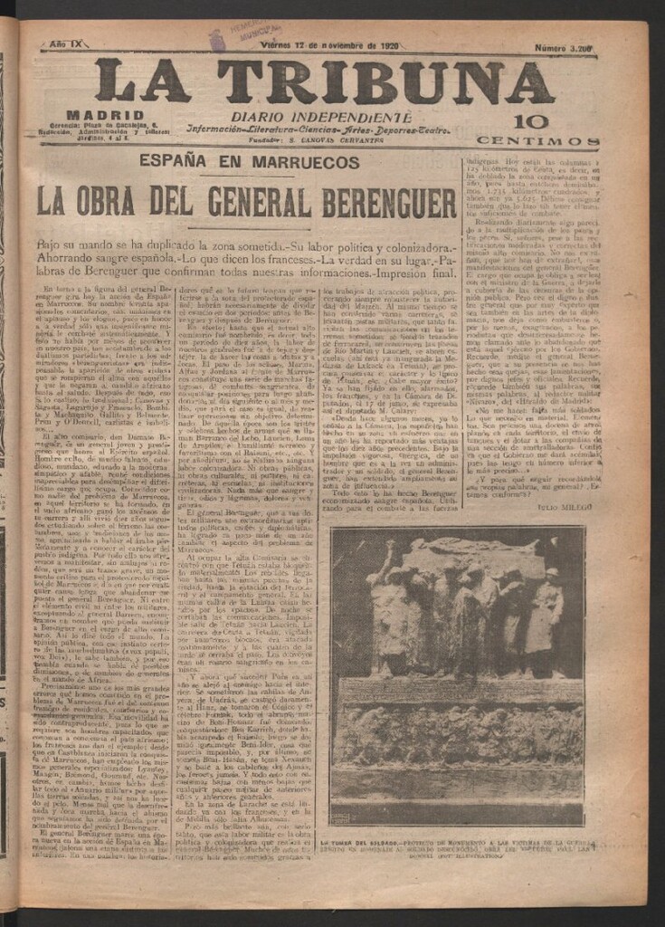 Miniatura de La Tribuna del 12 de noviembre de 1920