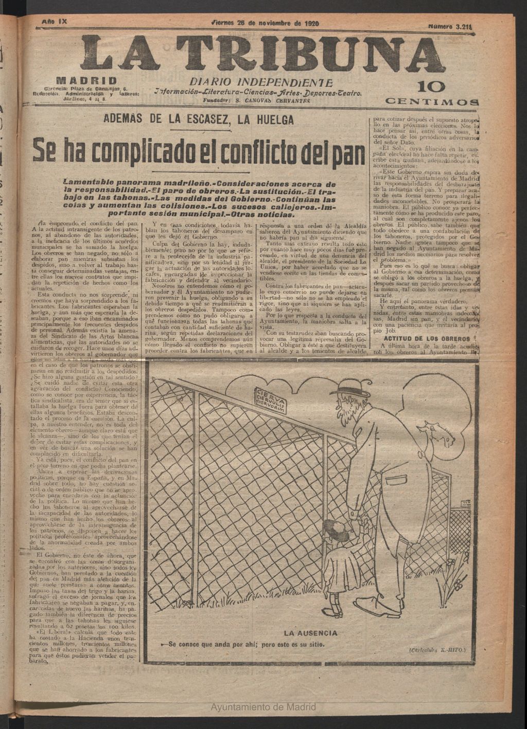 Miniatura de La Tribuna del 26 de noviembre de 1920