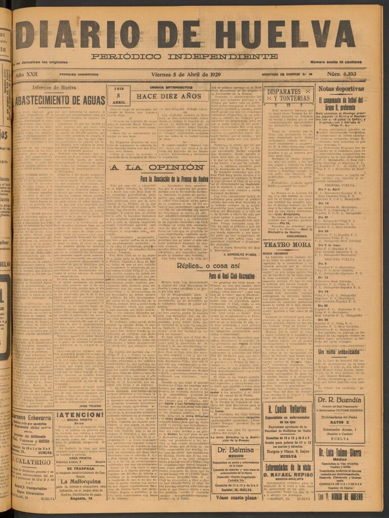 Miniatura de Diario de Huelva : periódico independiente del 5 de abril de 1929