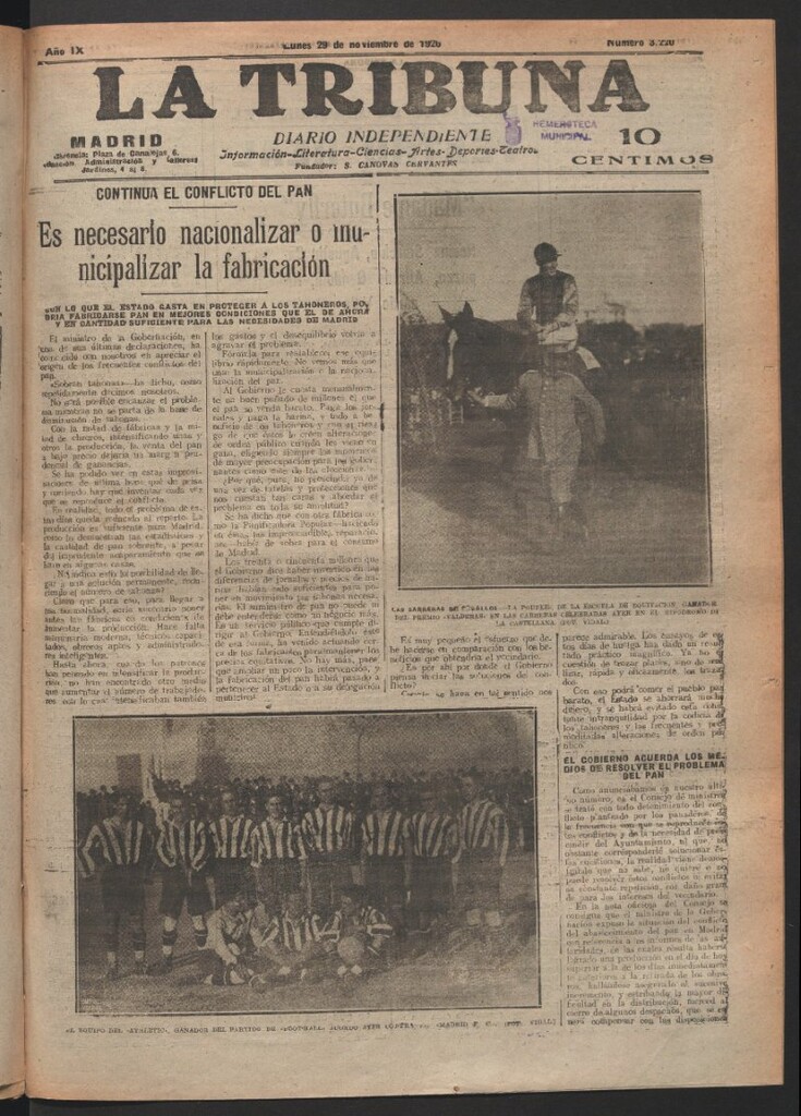Miniatura de La Tribuna del 29 de noviembre de 1920