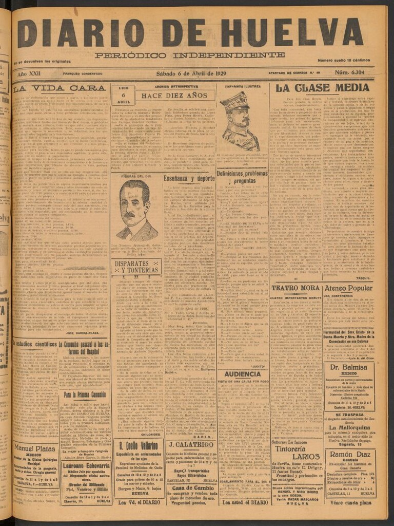 Miniatura de Diario de Huelva : periódico independiente del 6 de abril de 1929