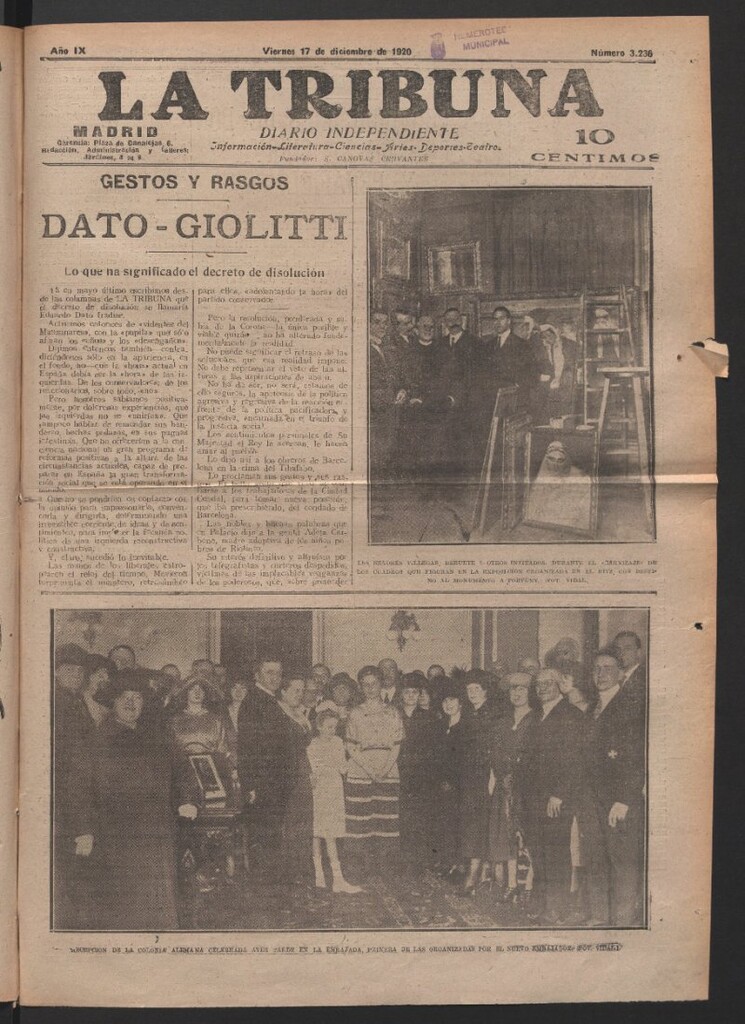 Miniatura de La Tribuna del 17 de diciembre de 1920