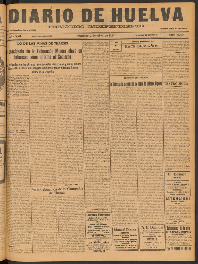 Miniatura de Diario de Huelva : periódico independiente del 7 de abril de 1929