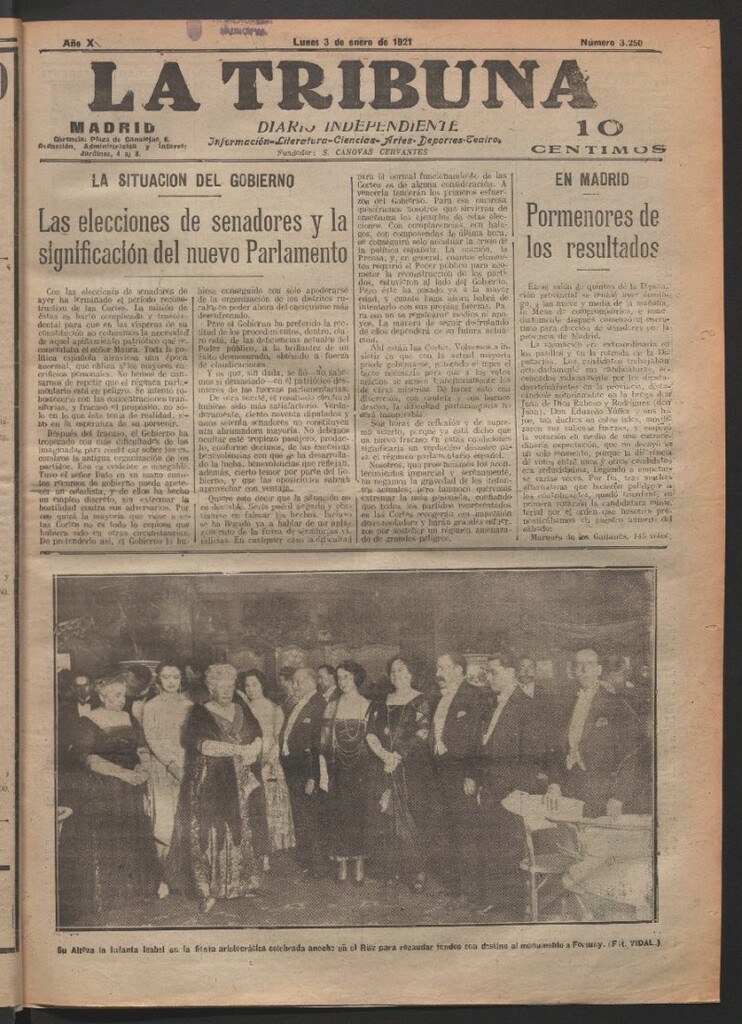 Miniatura de La Tribuna del 3 de enero de 1921