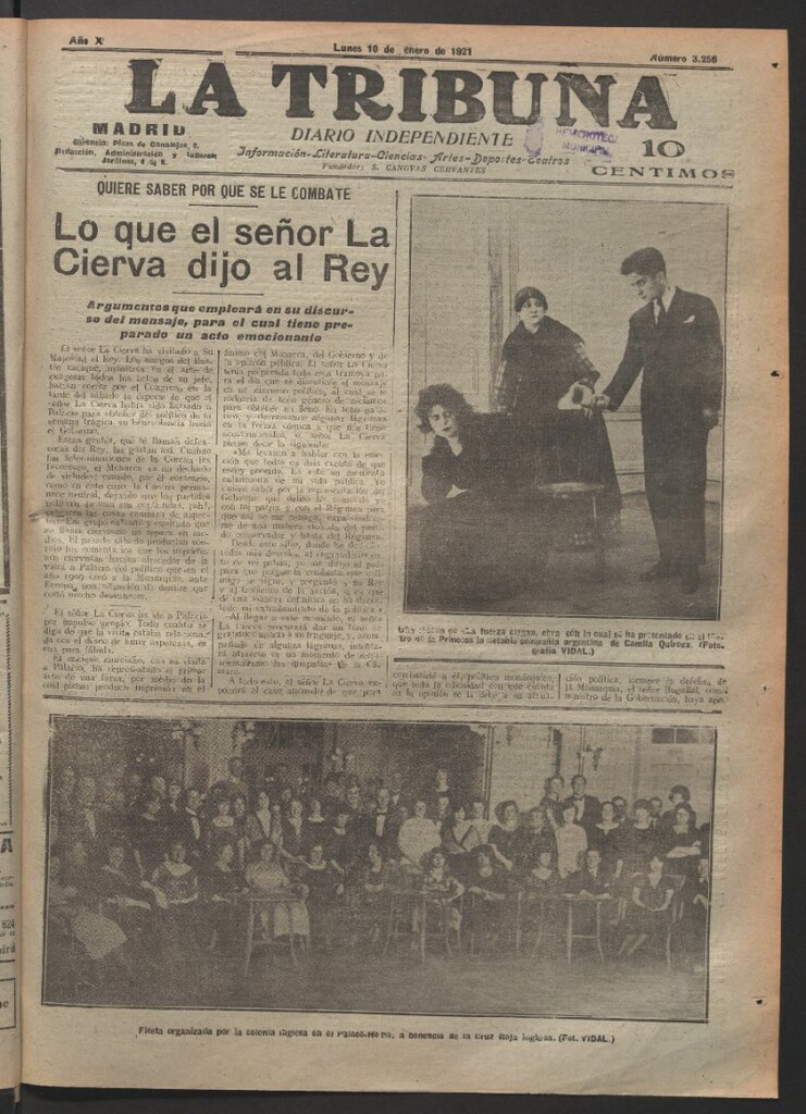 Miniatura de La Tribuna del 10 de enero de 1921
