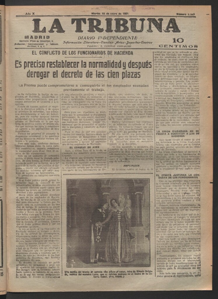 Miniatura de La Tribuna del 18 de enero de 1921