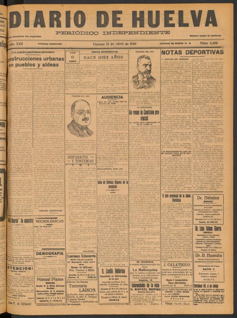 Miniatura de Diario de Huelva : periódico independiente del 12 de abril de 1929