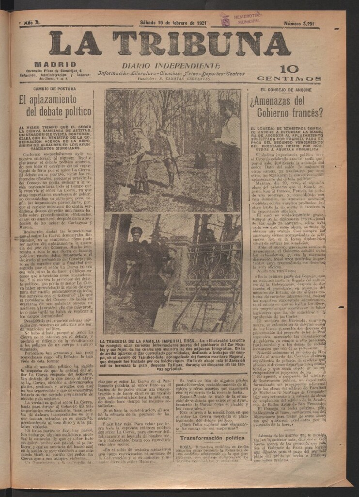 Miniatura de La Tribuna del 19 de febrero de 1921