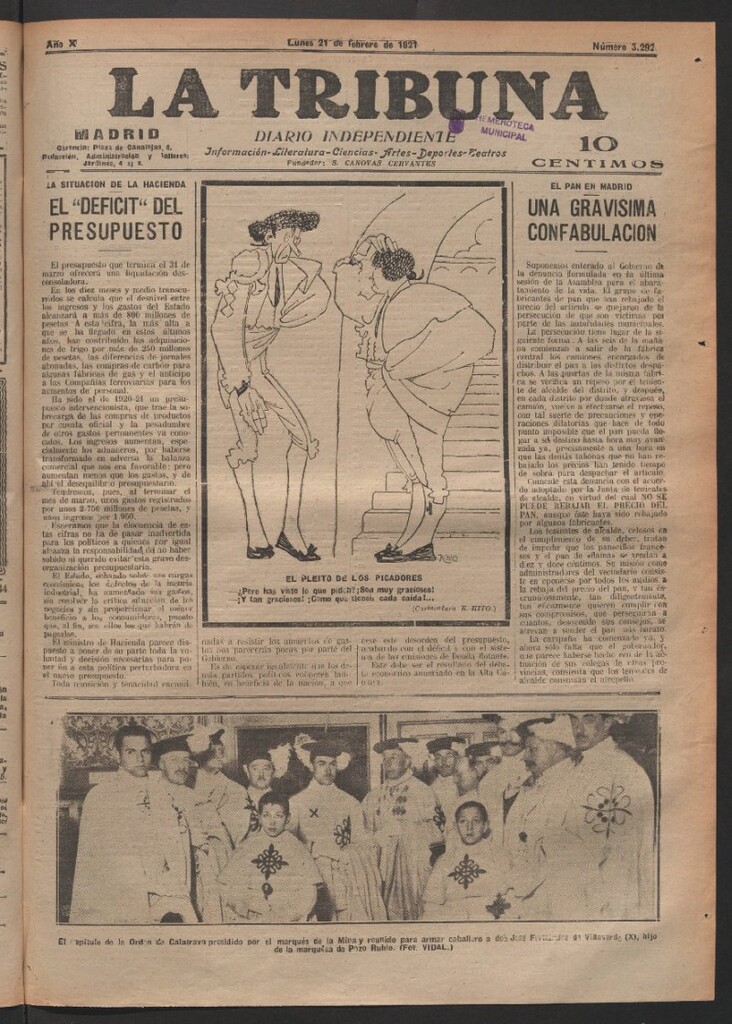 Miniatura de La Tribuna del 21 de febrero de 1921
