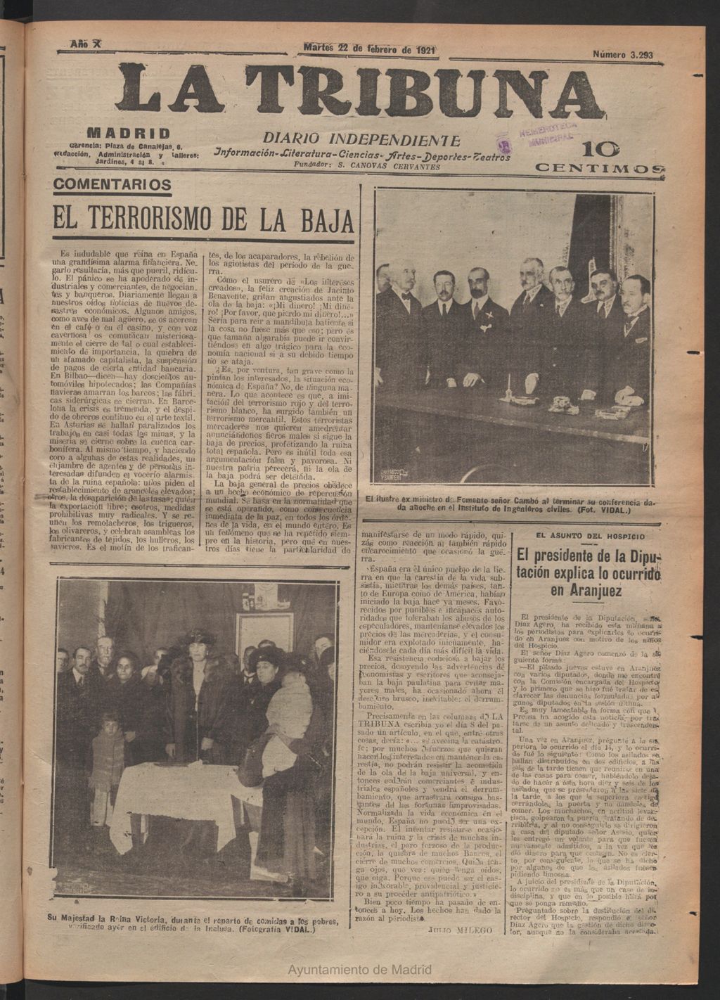 Miniatura de La Tribuna del 22 de febrero de 1921