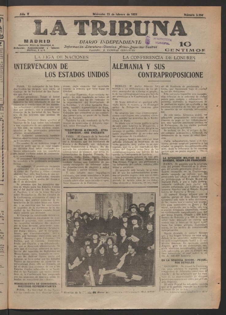 Miniatura de La Tribuna del 23 de febrero de 1921