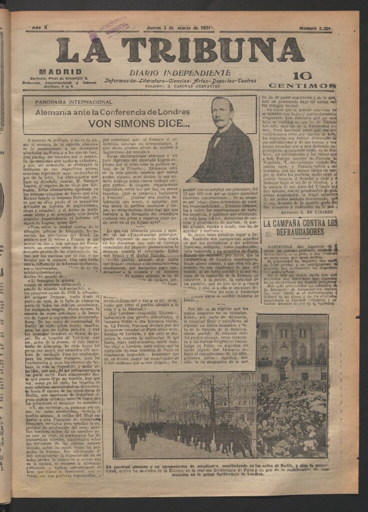 Miniatura de La Tribuna del 3 de marzo de 1921
