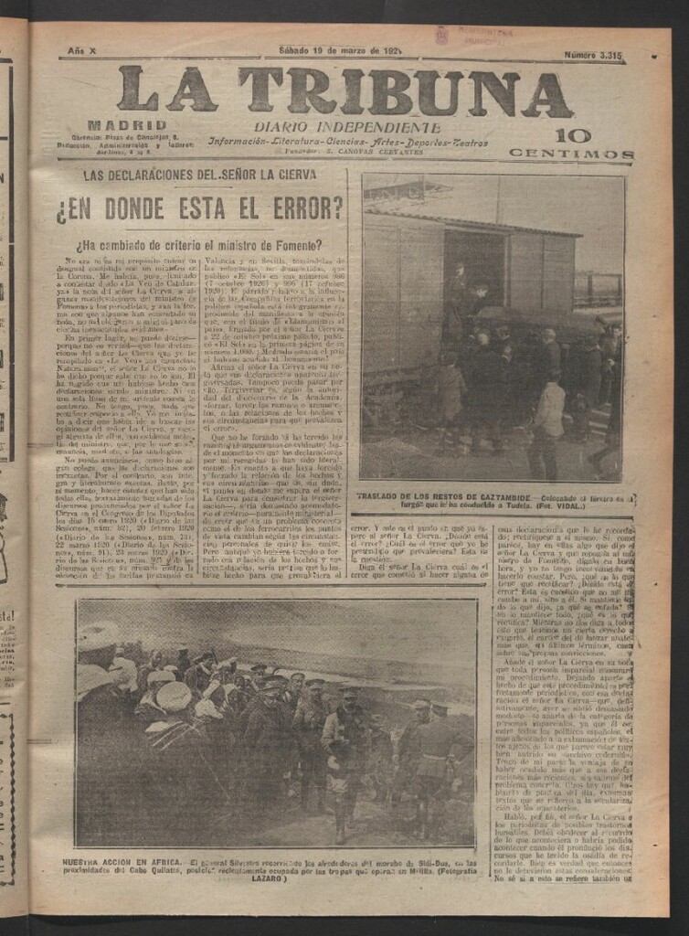 Miniatura de La Tribuna del 19 de marzo de 1921