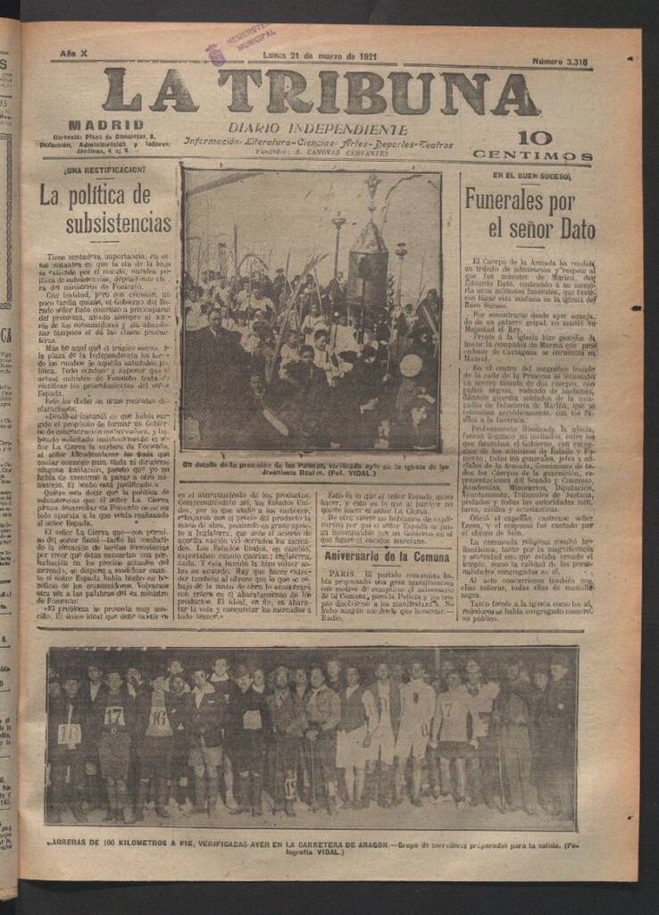 Miniatura de La Tribuna del 21 de marzo de 1921