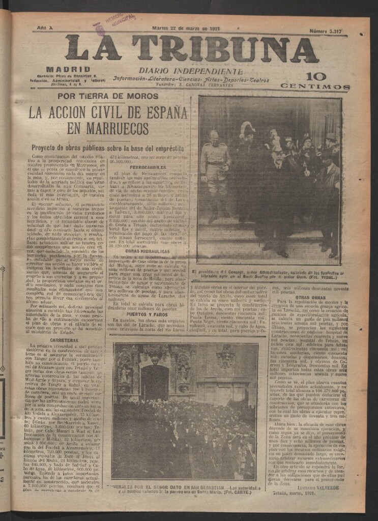 Miniatura de La Tribuna del 22 de marzo de 1921