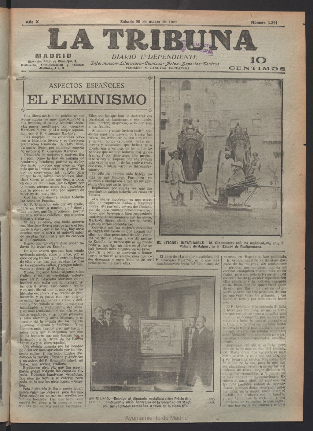 Miniatura de La Tribuna del 26 de marzo de 1921