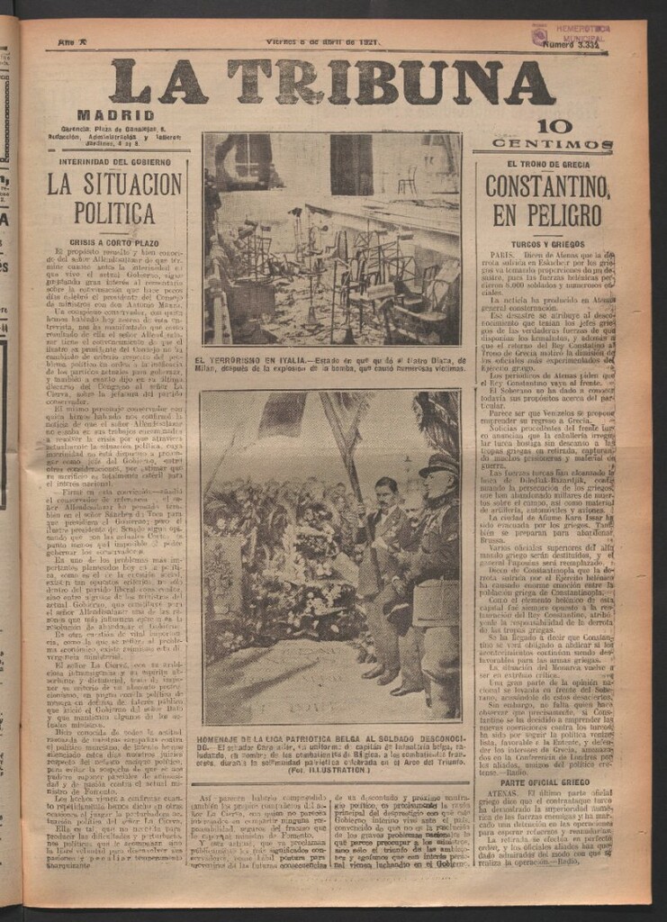 Miniatura de La Tribuna del 8 de abril de 1921