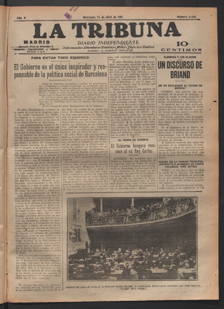 Miniatura de La Tribuna del 13 de abril de 1921