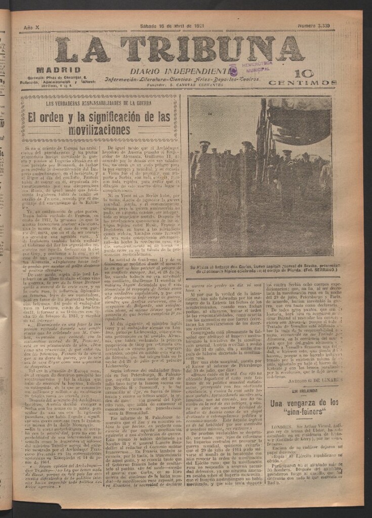 Miniatura de La Tribuna del 16 de abril de 1921