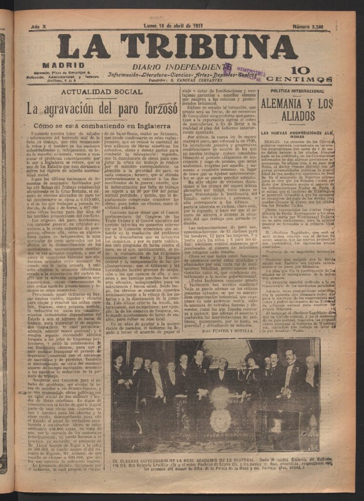 Miniatura de La Tribuna del 18 de abril de 1921