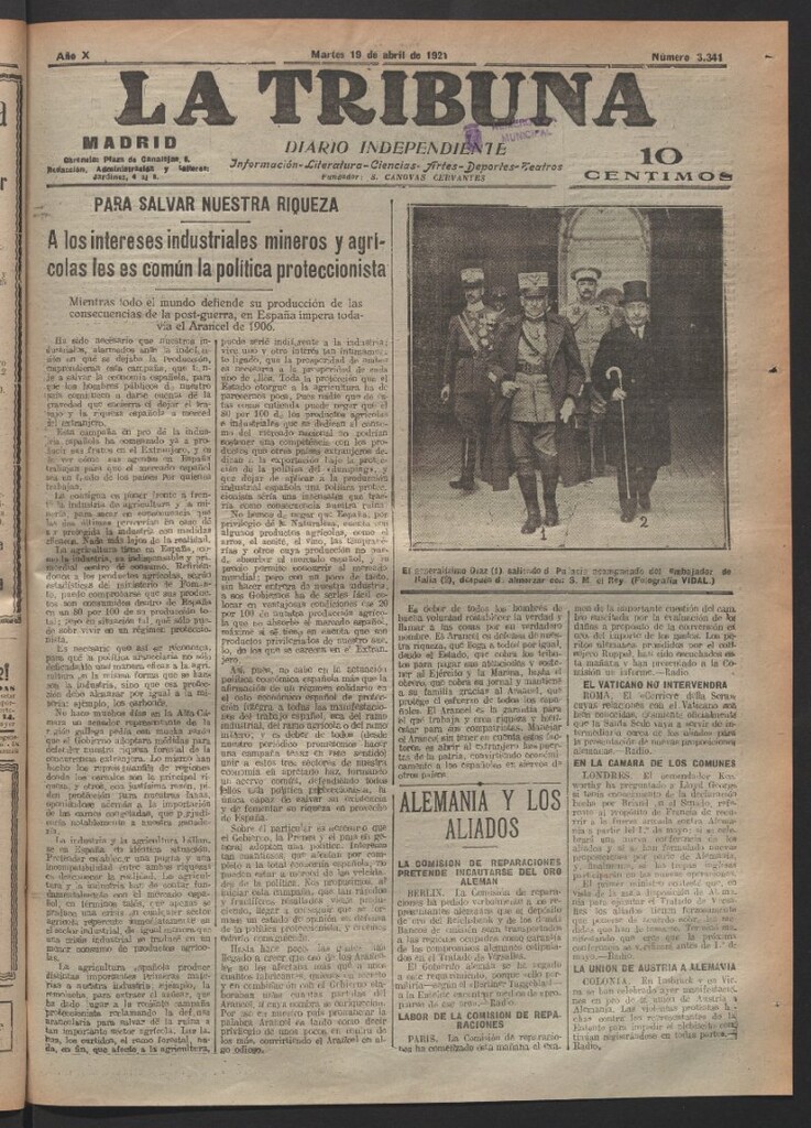 Miniatura de La Tribuna del 19 de abril de 1921