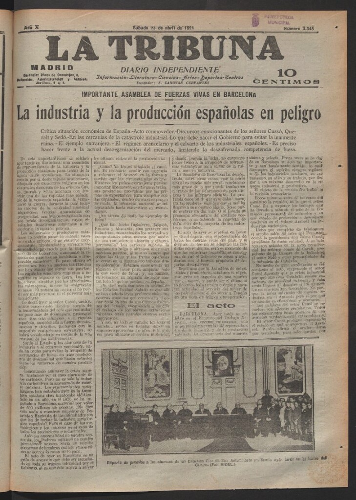 Miniatura de La Tribuna del 23 de abril de 1921