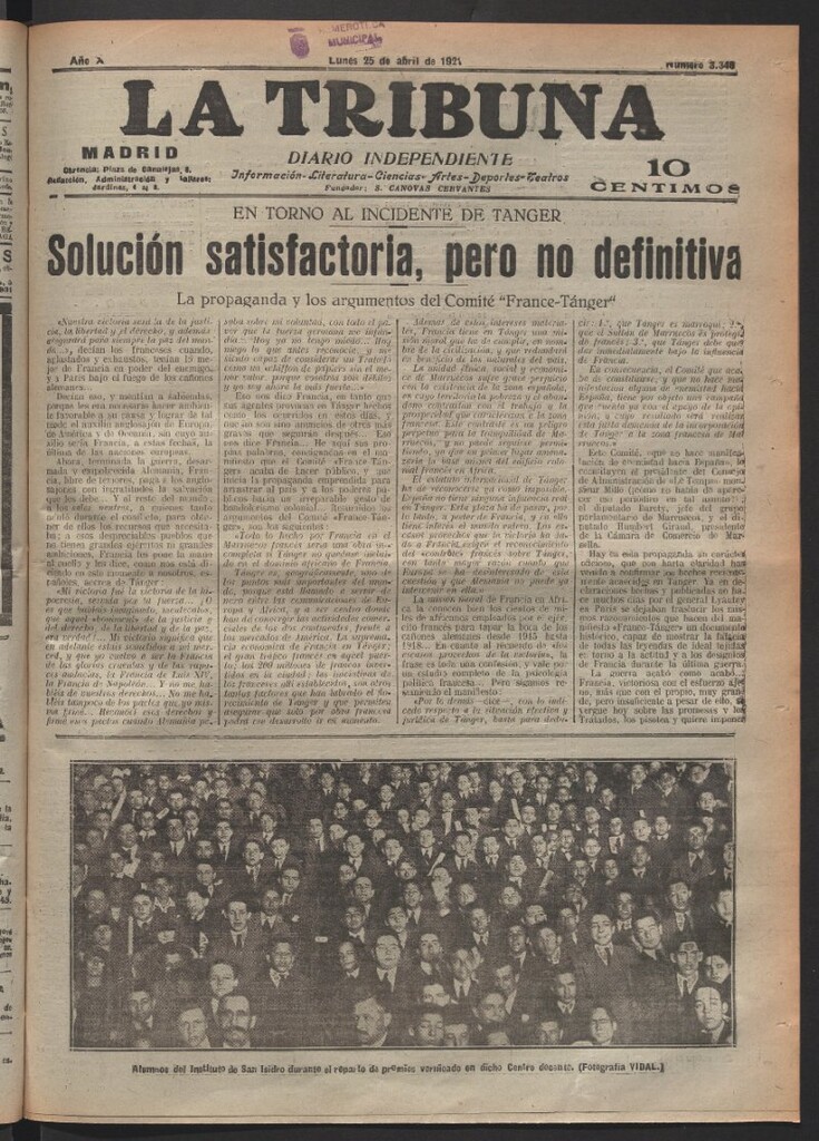 Miniatura de La Tribuna del 25 de abril de 1921