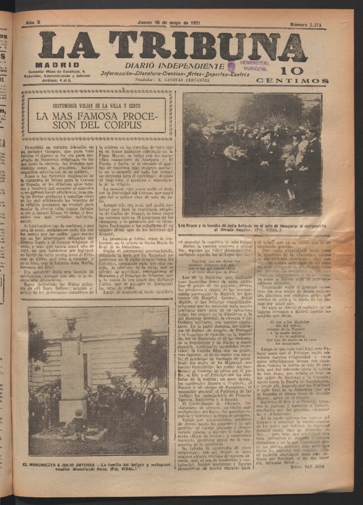 Miniatura de La Tribuna del 26 de mayo de 1921