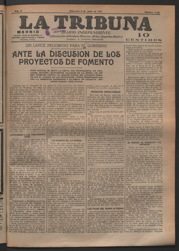 Miniatura de La Tribuna del 8 de junio de 1921