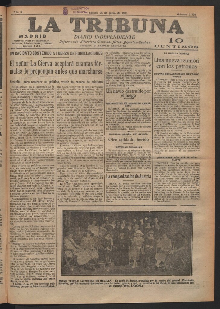 Miniatura de La Tribuna del 25 de junio de 1921
