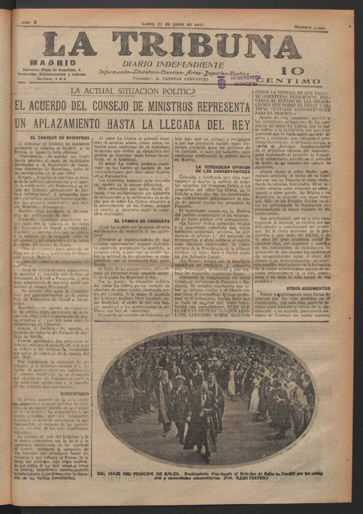 Miniatura de La Tribuna del 27 de junio de 1921