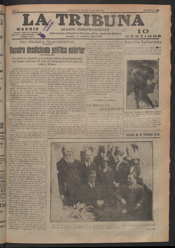 Miniatura de La Tribuna del 20 de julio de 1921