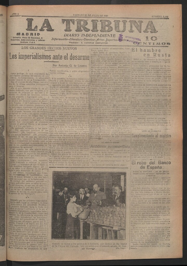 Miniatura de La Tribuna del 22 de julio de 1921