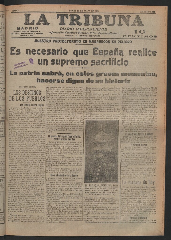 Miniatura de La Tribuna del 25 de julio de 1921