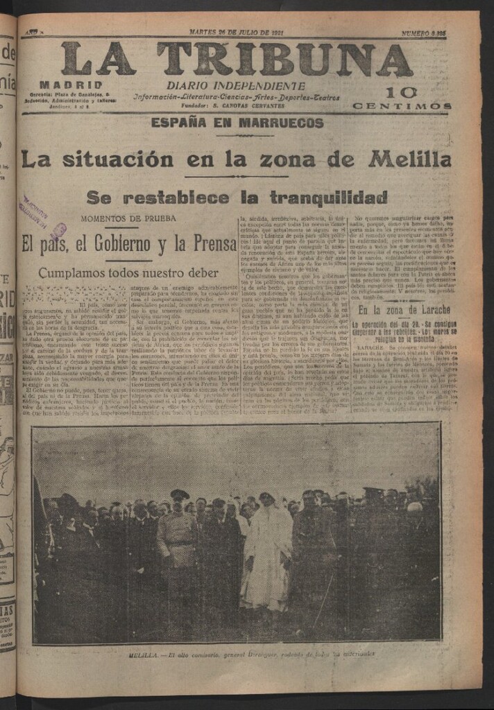 Miniatura de La Tribuna del 26 de julio de 1921