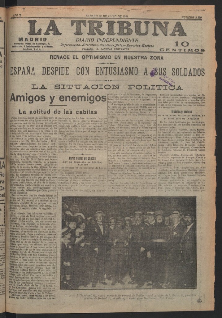 Miniatura de La Tribuna del 30 de julio de 1921