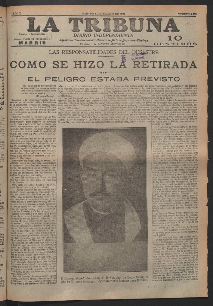 Miniatura de La Tribuna del 6 de agosto de 1921
