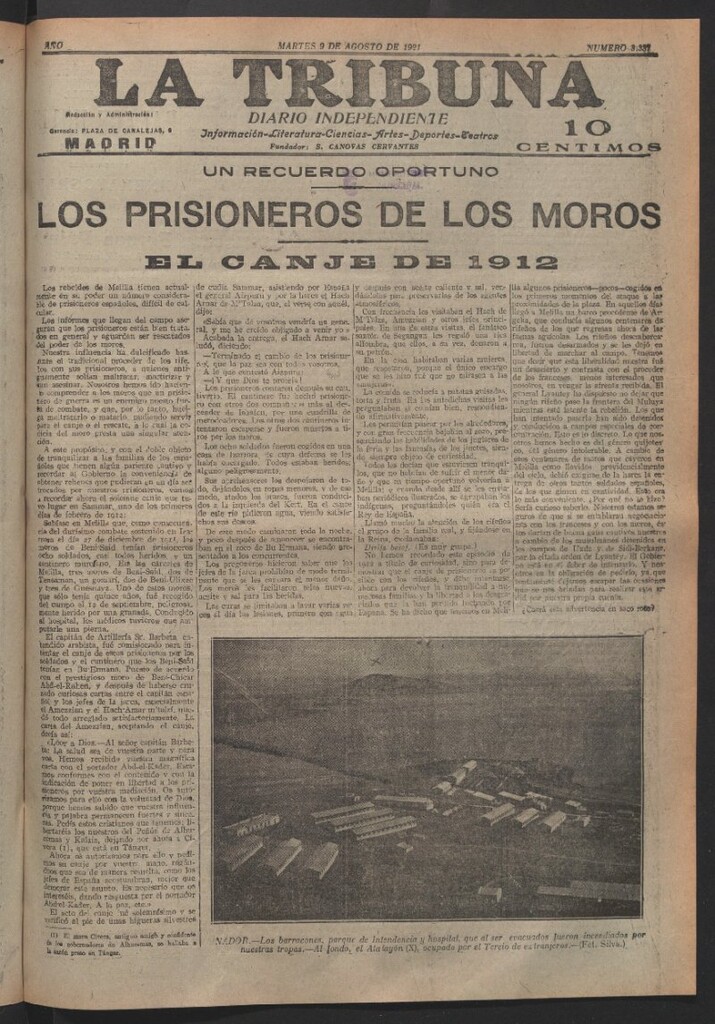 Miniatura de La Tribuna del 9 de agosto de 1921