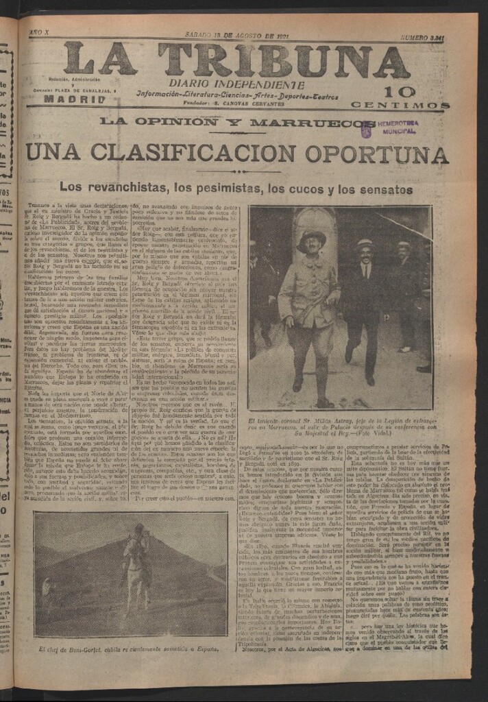 Miniatura de La Tribuna del 13 de agosto de 1921