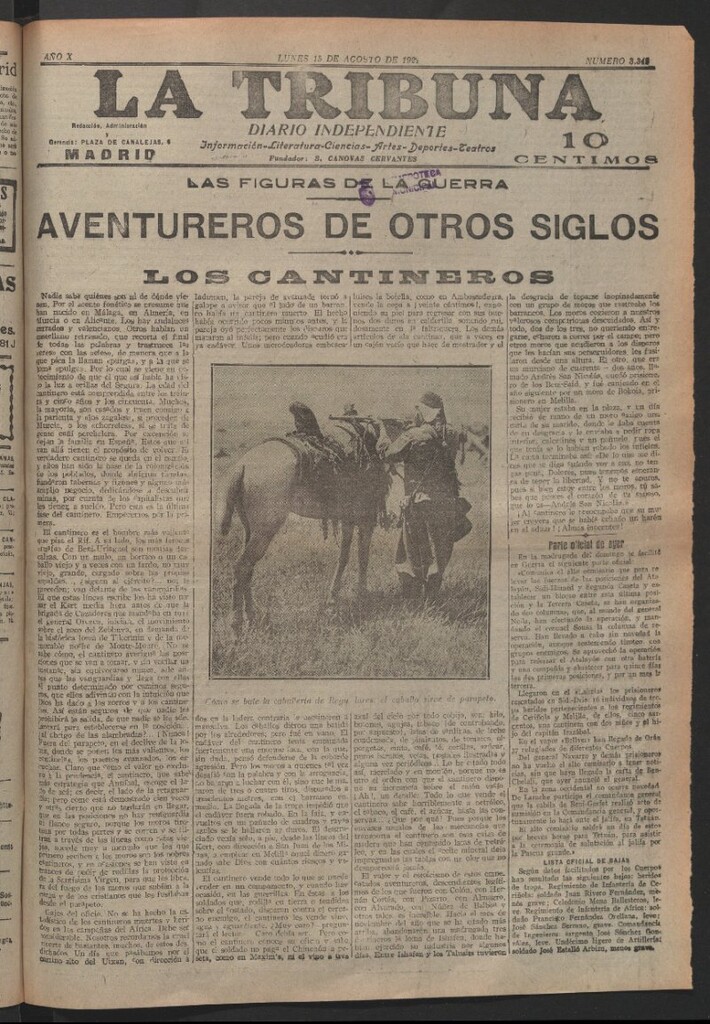 Miniatura de La Tribuna del 15 de agosto de 1921