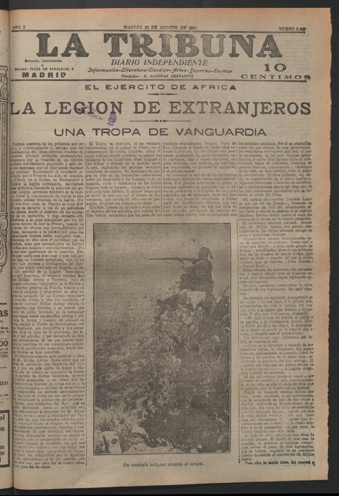 Miniatura de La Tribuna del 16 de agosto de 1921