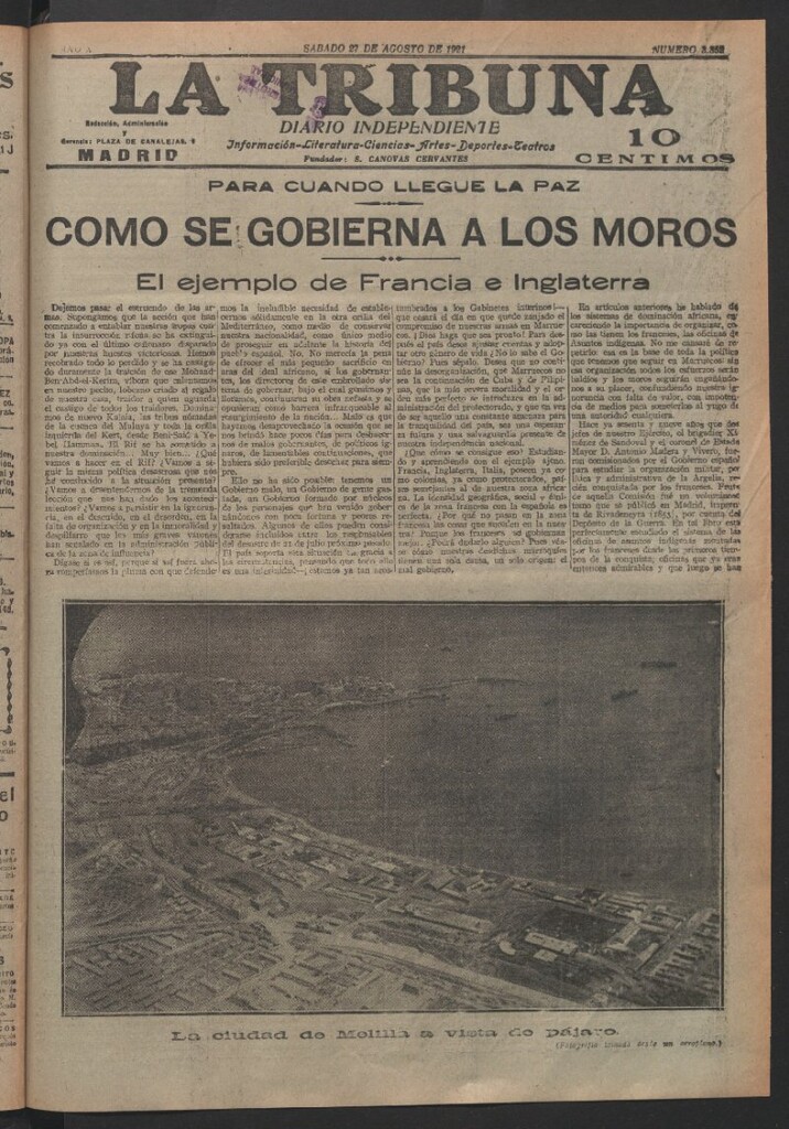 Miniatura de La Tribuna del 27 de agosto de 1921