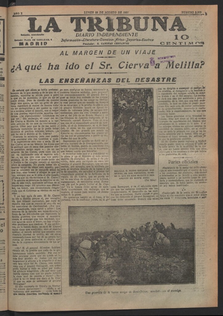 Miniatura de La Tribuna del 29 de agosto de 1921