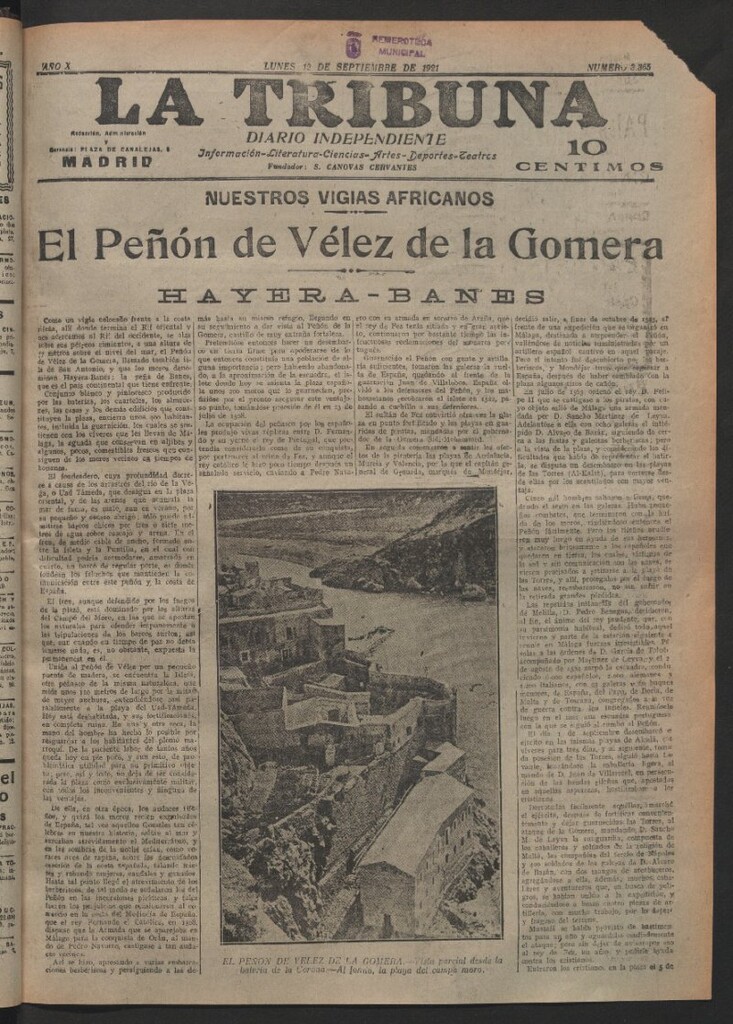 Miniatura de La Tribuna del 12 de septiembre de 1921