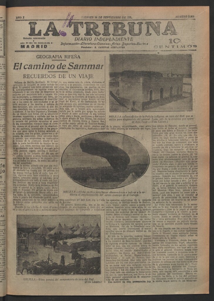 Miniatura de La Tribuna del 16 de septiembre de 1921