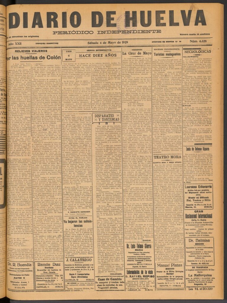Miniatura de Diario de Huelva : periódico independiente del 4 de mayo de 1929