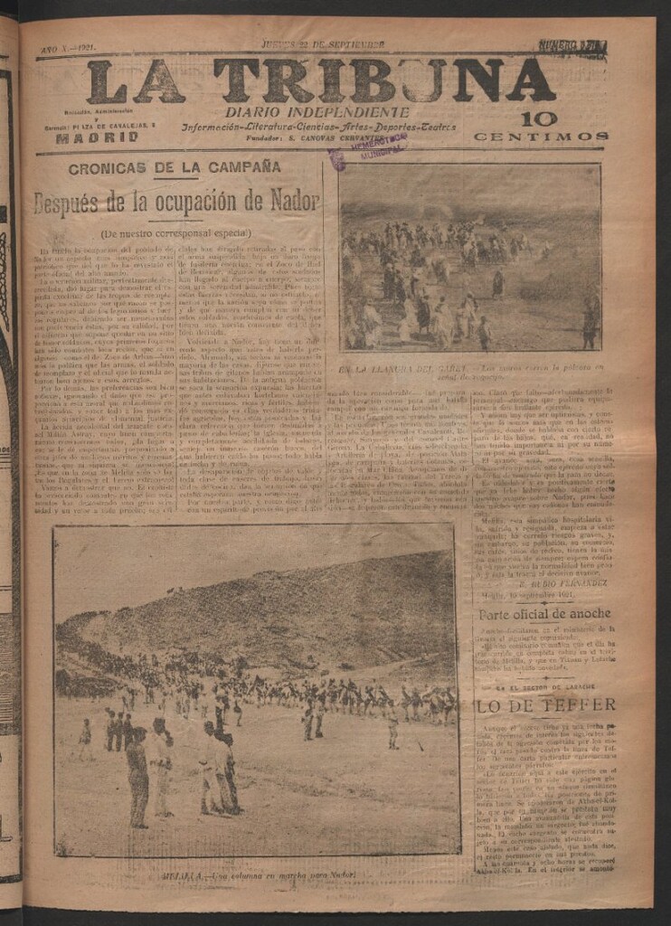 Miniatura de La Tribuna del 22 de septiembre de 1921