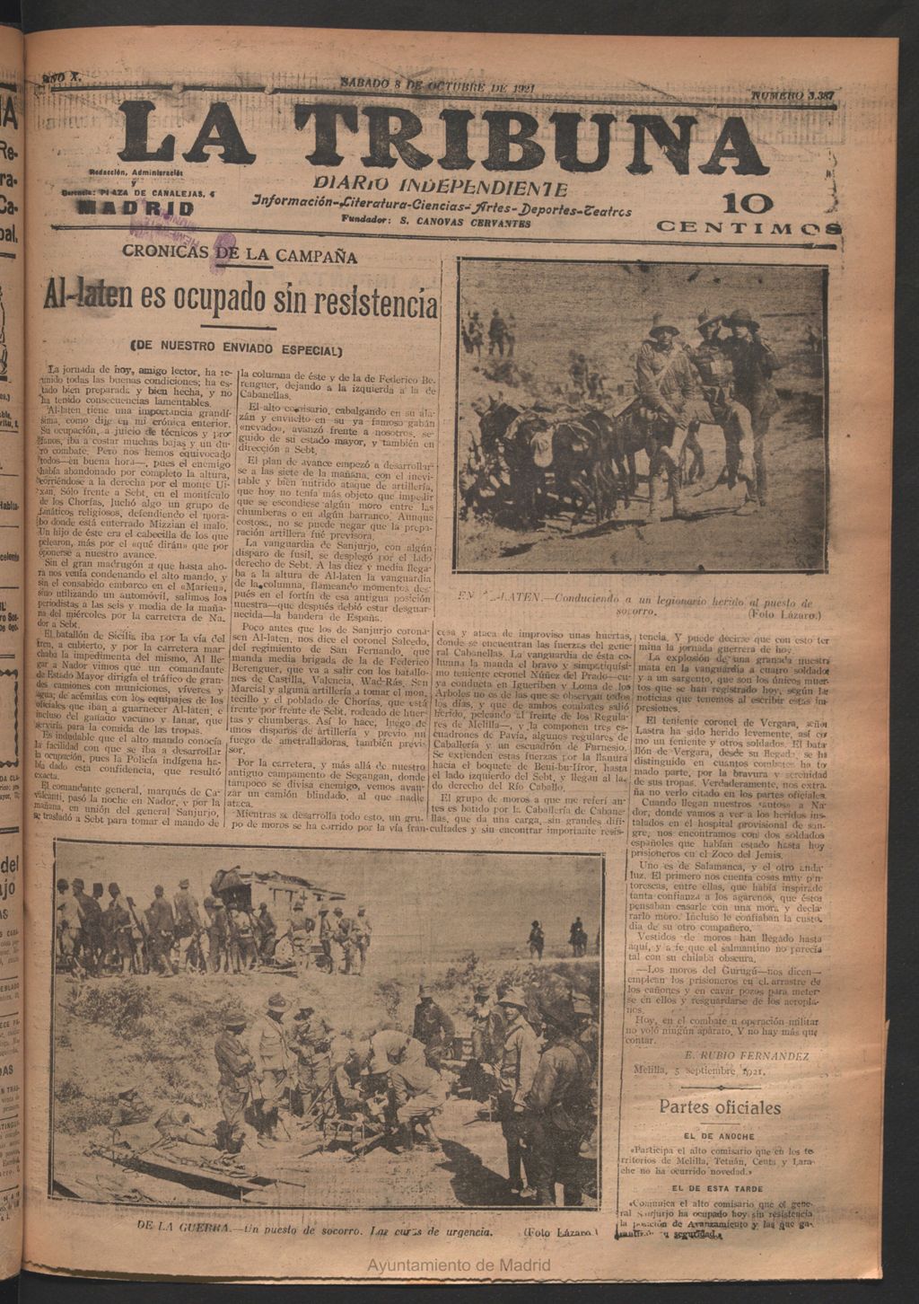 Miniatura de La Tribuna del 9 de octubre de 1921